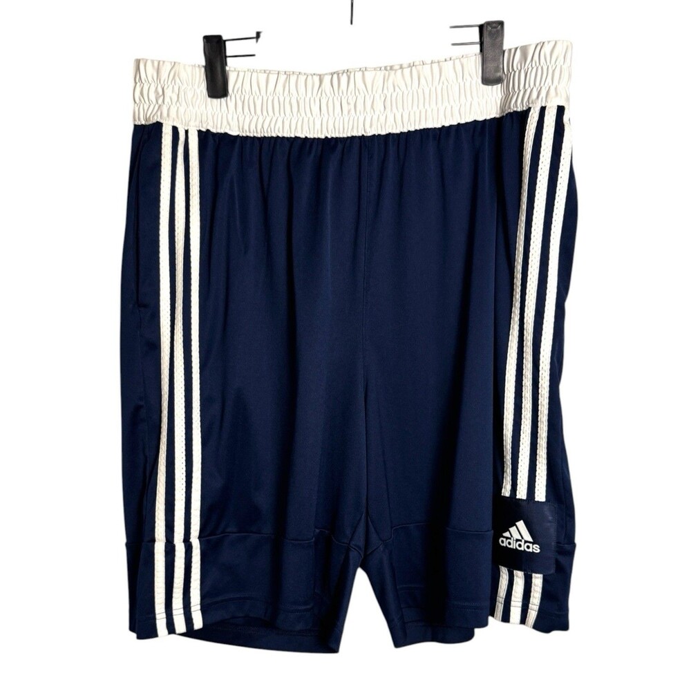 adidas 3G Speed X Men's 2XL Shorts Collegiate Blue White 3 Stripe Athletic Baggy